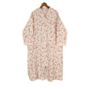 Miss Elaine Petites Quilted Floral Zip Women's Sleepwear Sz PL Pink Robe Long